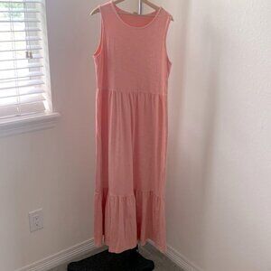 Old Navy sz S peach sleeveless tiered knit maxi dress EUC prarie scandi beach